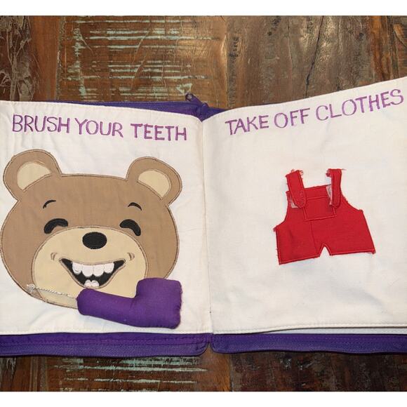 VTG 1991 POCKETS OF LEARNING LULLABY AND GOODNIGHT ZIP UP CLOTH CARRY BOOK - Picture 7 of 10